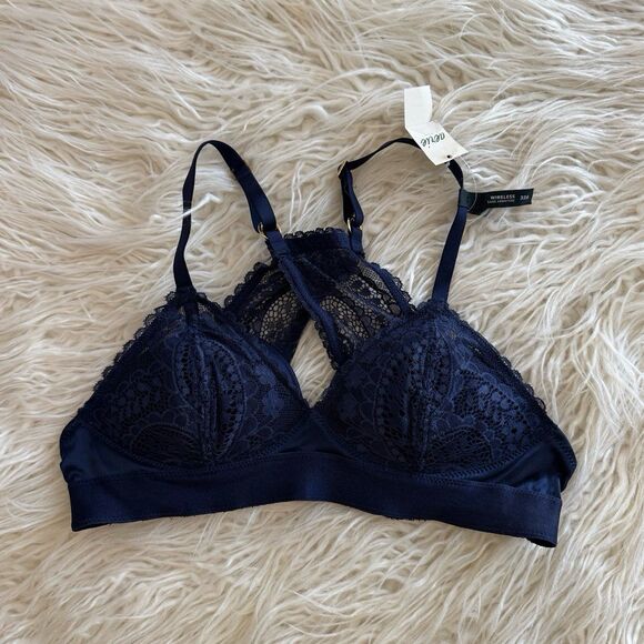 aerie Other - Aerie Real Power Wireless Push Up Paisley Lace Bra Blue Size 32A